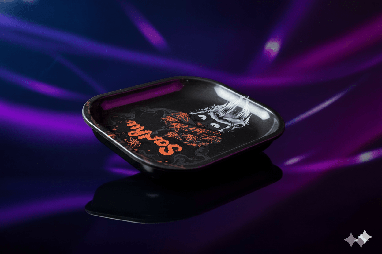 Bandeja de Metal Sadhu Pequena  - Arte Preta e Laranja - Imagem 2