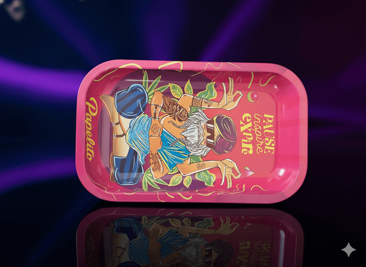 Bandeja de Metal Papelito para Tabaco e Acessórios - Pause Inspire Expire