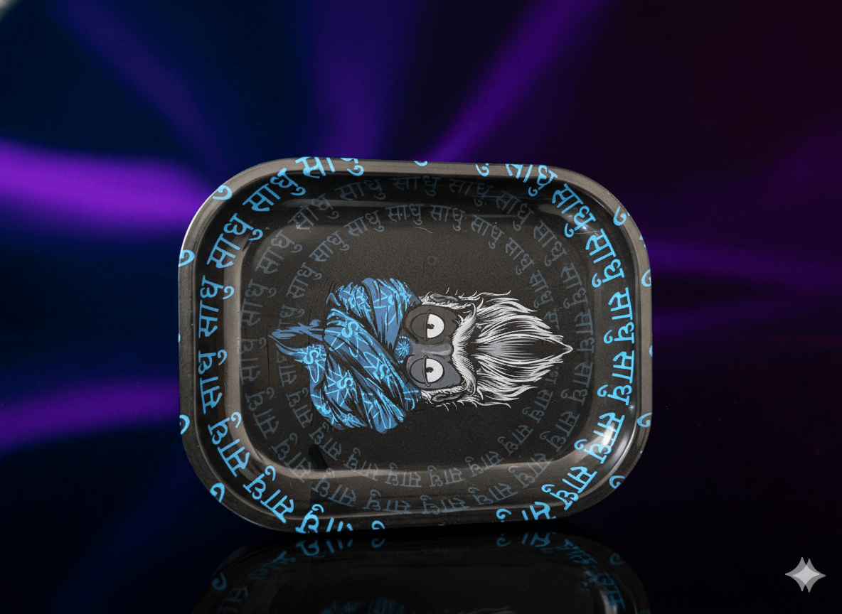 Bandeja de Metal Sadhu Pequena - Arte Preta e Azul