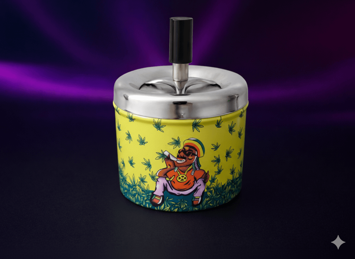 Cinzeiro de Metal de Mesa com Tampa - Modelo Jamaica