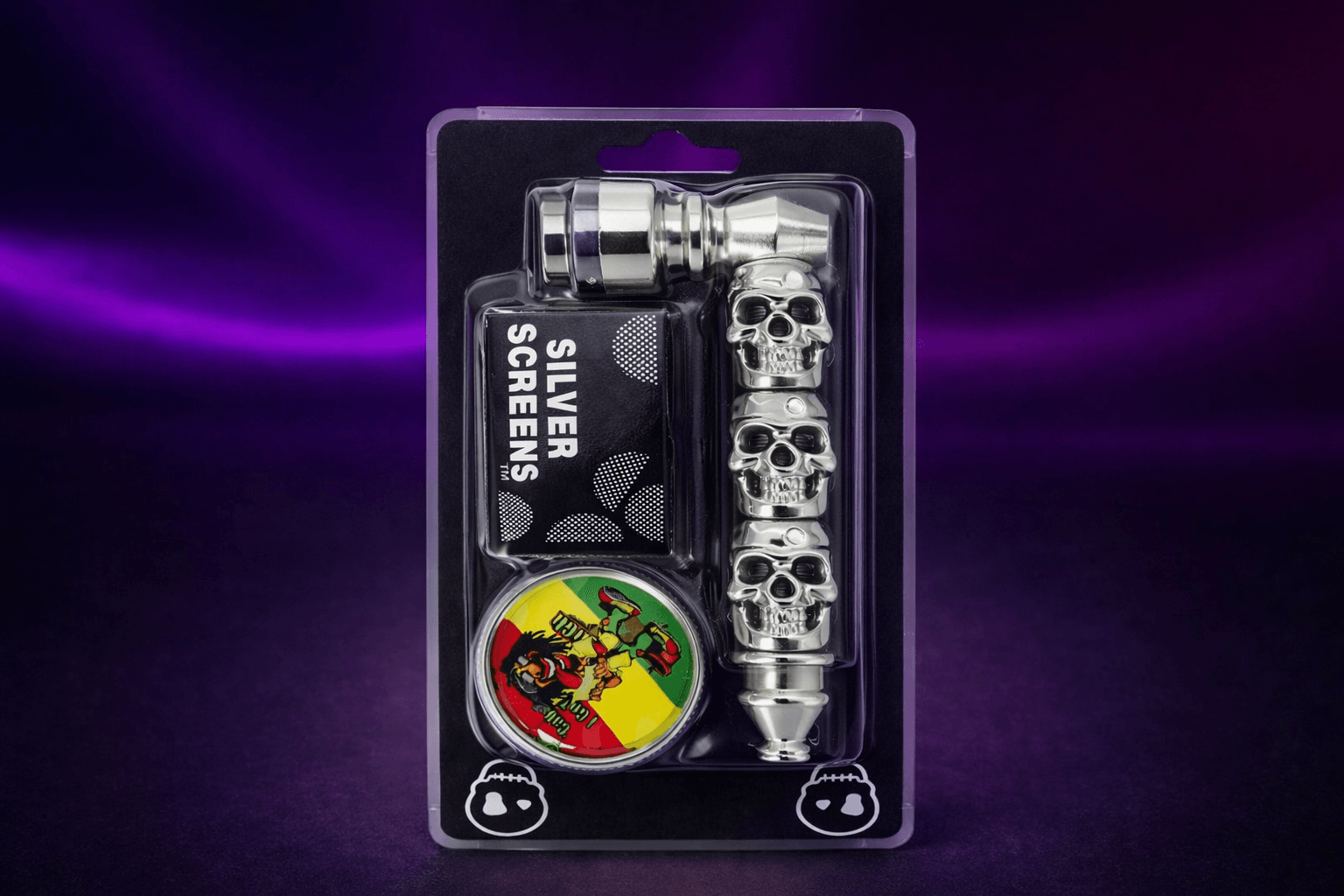 Kit Pipe Ghost Head Skull em Liga de Zinco - Pintado à Mão + Acessórios