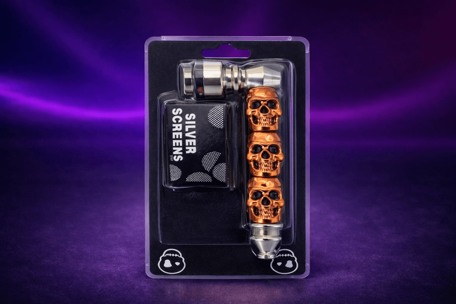  Kit Pipe Ghost Head Skull Dourado em Liga de Zinco - Pintado à Mão + Filtro